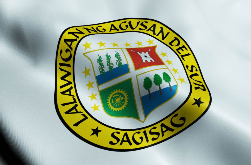 3D Illustration of a waving Philippines province flag of Agusan del Sur