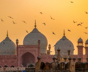 Fascinating view of Badshahi mosque during sunset. This is biggest mosque in the world